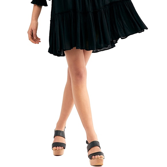 ❌SOLD❌ FREE PEOPLE Mini Dress Piece of Your Heart Tiered Beautiful Black Lace 🖤 - Picture 14 of 15